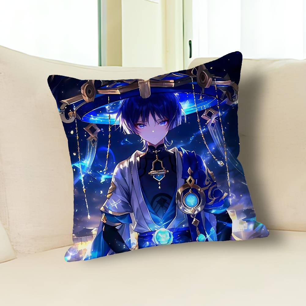 G-Genshin Impact Wanderer Anime Celebrity Merchandise All-Match Printed Pillow Case Sofa Car Office Room Decoration Protector