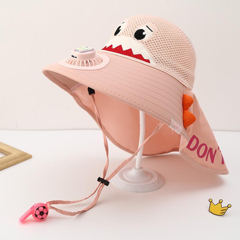 Dziecięcy Kapelusz z Wentylatorem Lato Chłopiec Outdoor Kapelusz Przeciwsłoneczny z Szerokim Rondem Dziewczynka Kapelusz Chroniący Przed Słońcem z Szalem z Pustym Wierzchem Ochrona UV