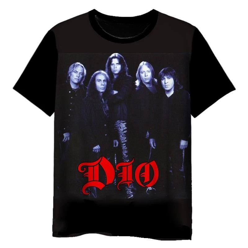 Summer New 2D Printed Round-neck T-shirt for Men, European-American DIO Band Style Trendy Short-sleeved T-shirt