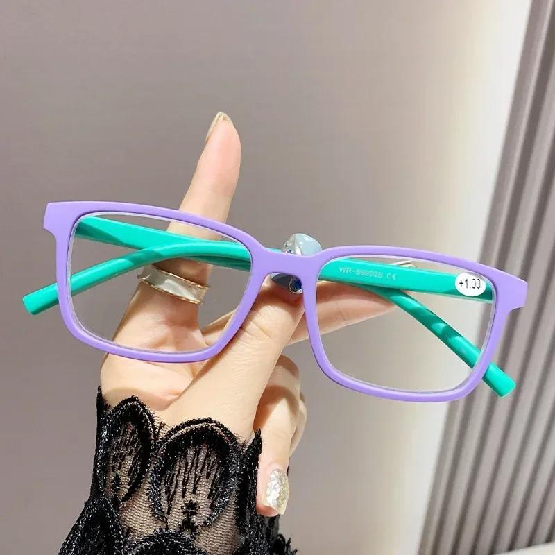 

Anti Blue Light Colorful Presbyopia Glasses Trendy Women S Elderly Presbyopia Glasses Personality Spring Leg Frames Glasses +4.0