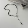 Vintage Y-förmige Schwarze Kristall Quaste Halskette Mode Minimalistisch OT-Verschluss Gespleißte Schlüsselbein Kette für Damen Tägliche Party Schmuck Zubehör
