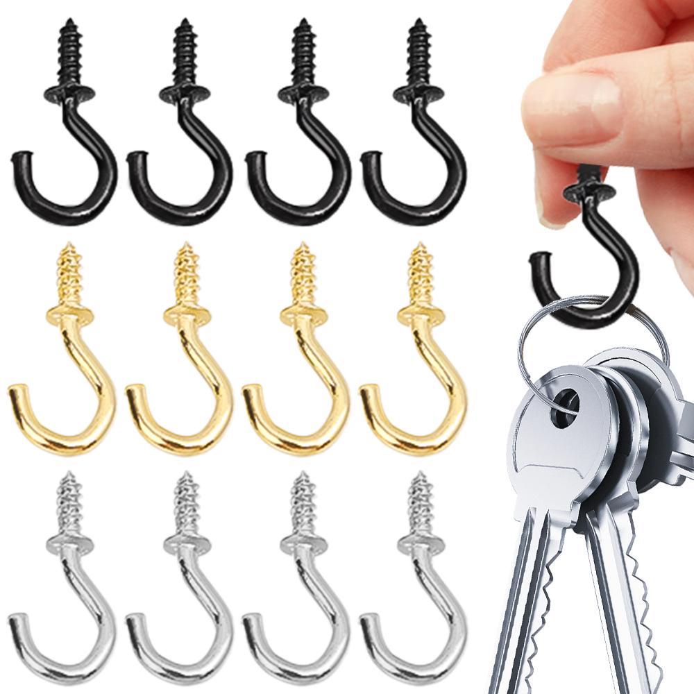 100pcs Screw Hooks Cup Hook Shouldered Screw Hanging Heavy Duty Cup Extend A Holders Wood Securing Light Home Storage Racks