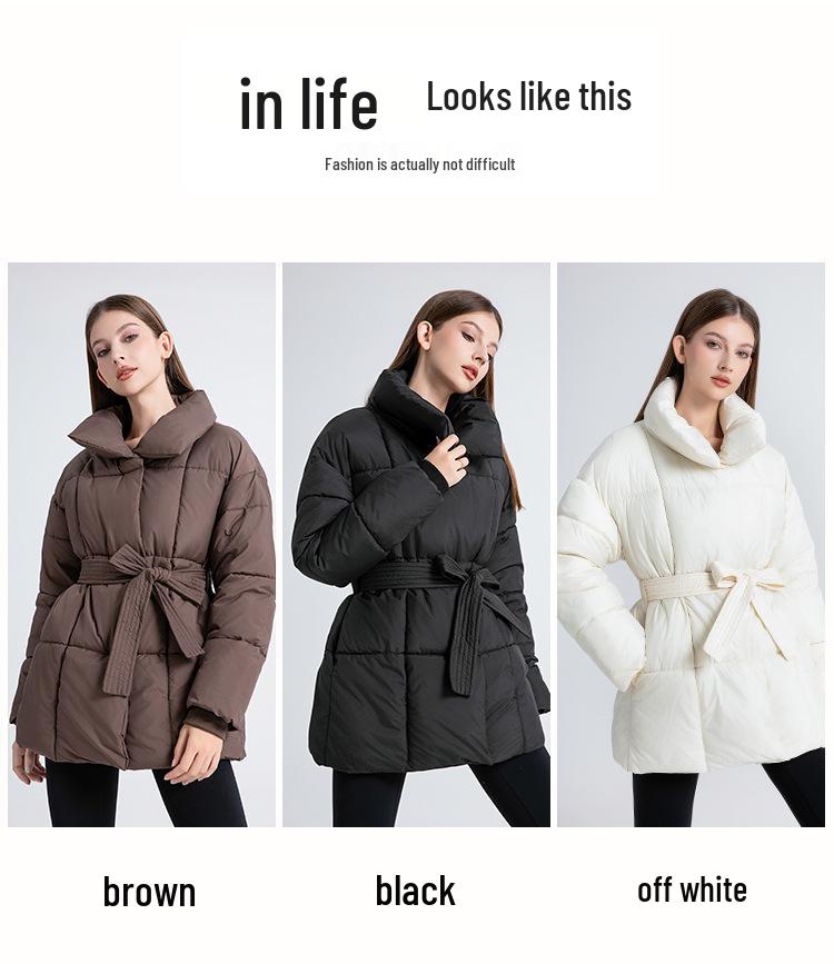 Women's Mid-Length Down Cotton Jacket - 2025 Winter European & American Style, Padded Outerwear
