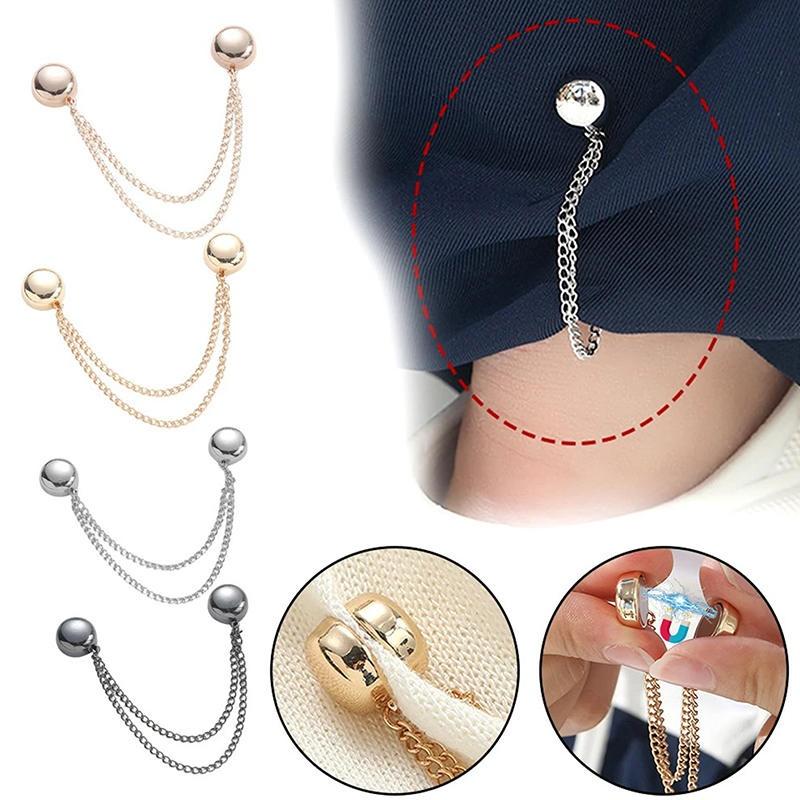 No-Sew Magnetic Alloy Hem Adjuster & Waist Cinch Chain - Pant Leg Clip, Clothing Shortener Tool with Decorative Buckle