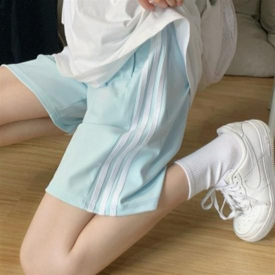 2022 Women's Korean Style Slim Fit Wide-Leg Cotton Sports Shorts for Summer