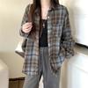 1116 New Spring and Autumn Design Plaid Shirt Jacket Women's New Loose Casual Meat Cover Medium and Long Shirt