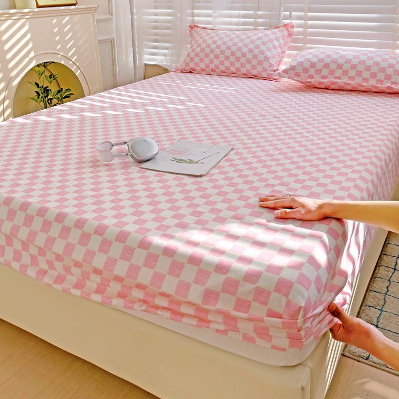 2025 New Cherry Fitted Sheet Skin-friendly Aloe Vera Cotton Washed Cotton Bed Sheet For Girls