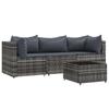 VidaXL Salon de jardin 4 pcs avec coussins Gris Résine tressée, ensemble de salon d'extérieur, ensemble de mobilier 319767