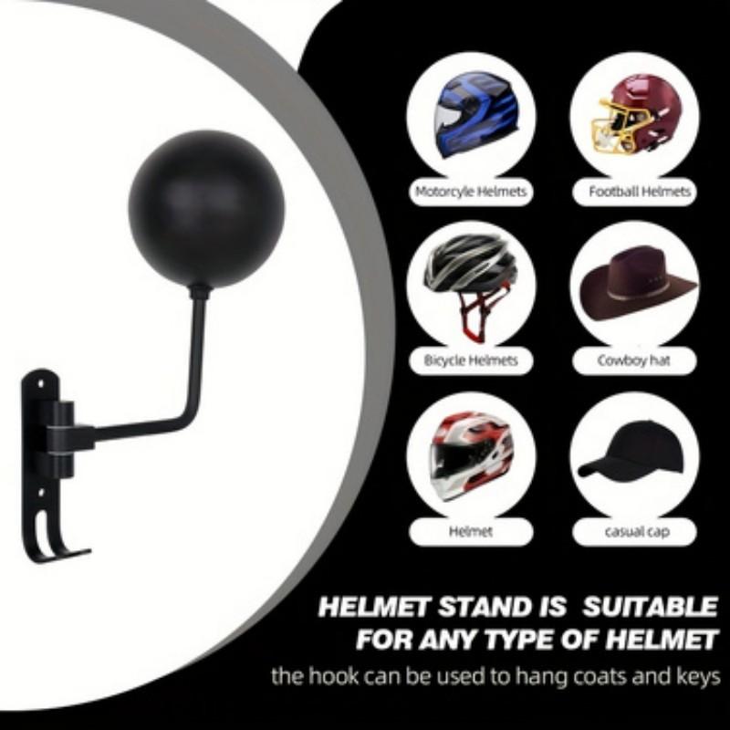 Ścienny Uchwyt na Kask Motocyklowy 180° Obrót Piłka Nożna Rowerowy Stojak na Kask Wieszak do Prezentacji Kasków na Czapki Z 2 Haczykami