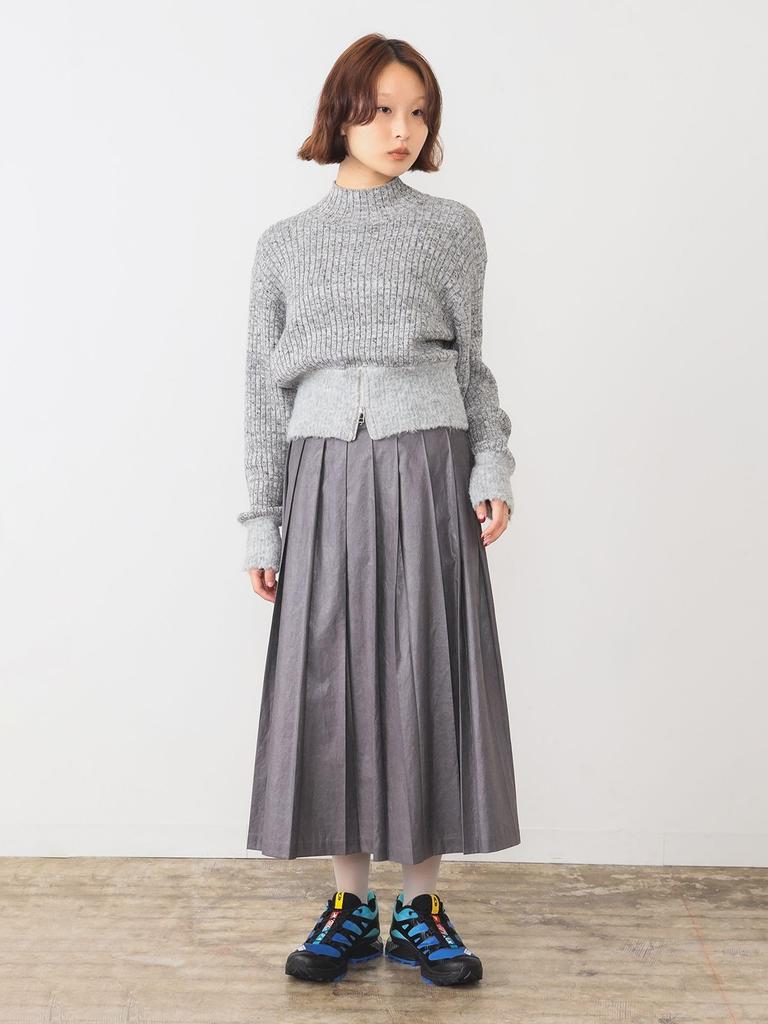 Ray Beams Women's Melange Rib High Neck Long Sleeve Knit Sweater, Gray Free