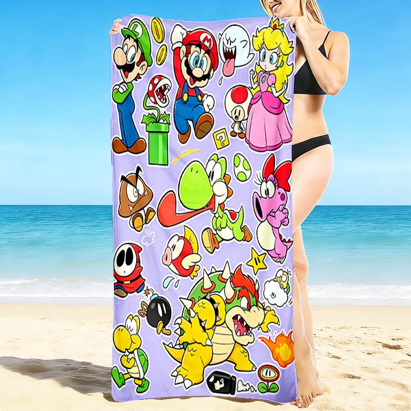 1Pc Super Mario Adventure Beach Towel, Quick Dry, Multi-Use for Beach Pool Gym Yoga Home Travel, Christmas, Halloween, Xmas Gift M928215