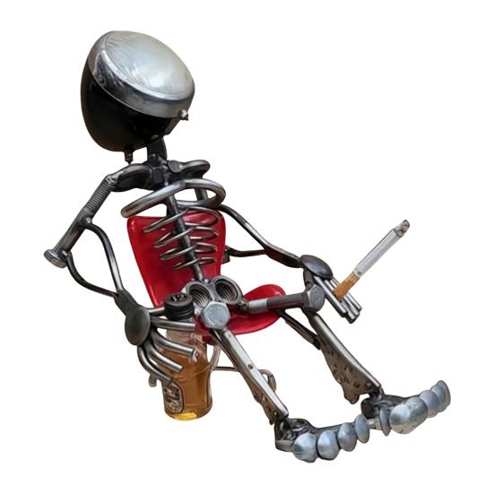 Metal Bulb Figure Figurine Sitting Bulb Head Man Ornament Mechanical