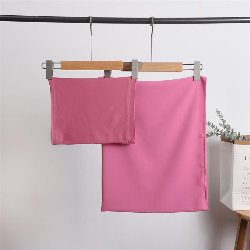 Instant Chiffon Hijab With Undercap Solid Color Basic Stretchy Pullover Headscarf Outdoor Thin Breathable Sunscreen Head Wrap