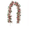 Green Leaves Christmas Pink Berries Wreath DIY Simulation Plants  New Year