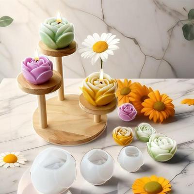 Valentine's Day Rose Flower Aroma Candle Silicone Mold for Cake Decoration