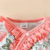 Adorable Baby Floral Flare Sleeve Jumpsuit with Hat & Headband (0-1Y)