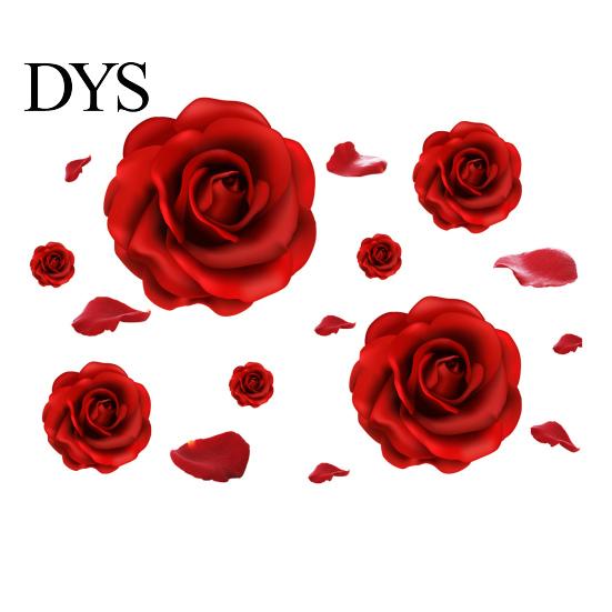 Valentine Day Room Decoration Romantic 3D Rose Flower Wall Stickers, Waterproof PVC Decal, Peel And Stick Anniversary Home Gift Art Decor, Decals for