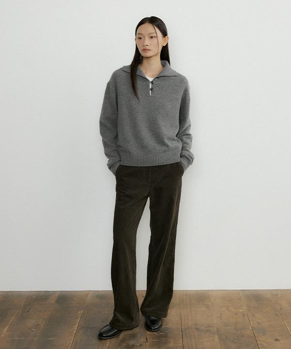 Lingseoul Cashmere Collar Knit-Gray