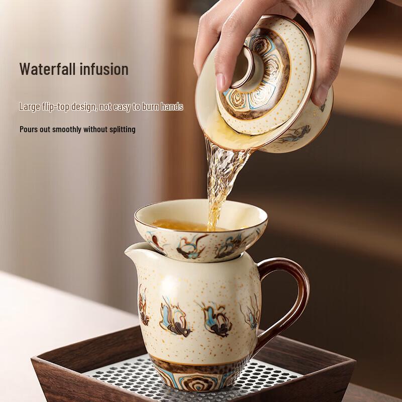 Shangyanfang Dunhuang Ru Kiln Sancai Gaiwan Tea Bowl Gift Set