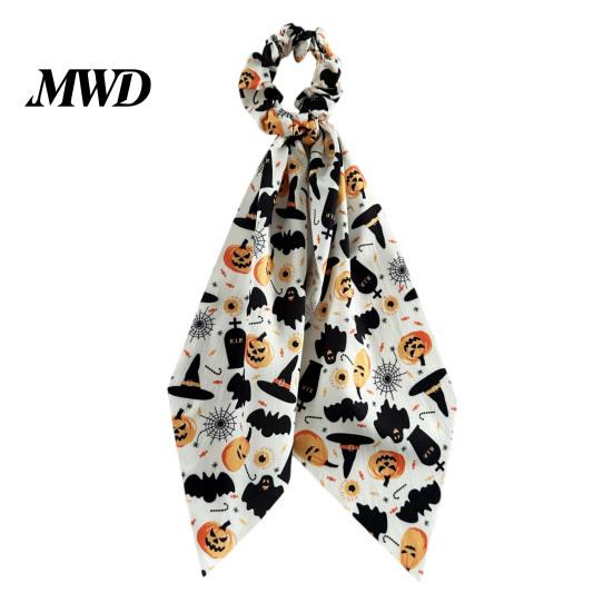 Colorful Hair Tie Halloween Satin Scrunchies for Women, Funny Pumpkin Printed Elastic Ties, Cute Accessories Soft Ponytail Holders, Decorative