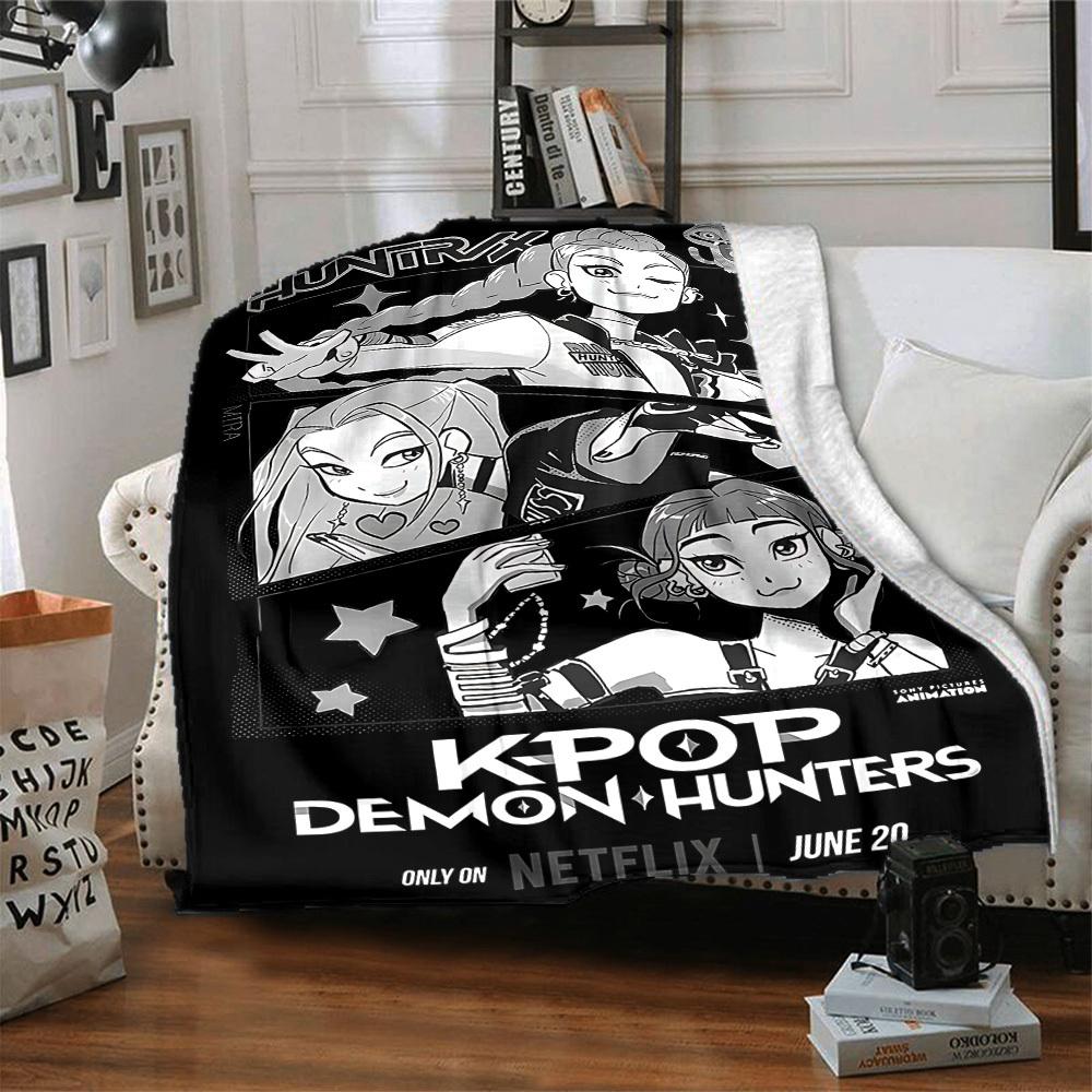 1pc K Pop Demon Hunters Flannel Blanket, Soft Skin Friendly with Digital Printing, Various Sizes Available for Family, Friends, Birthday