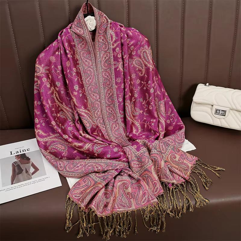 Paisley Pashmina Jacquard Scarf Luxury Women Cashew Printed Silky Shawl Wrap Flowers Borders Winter Warm Echarpe Female Foulard