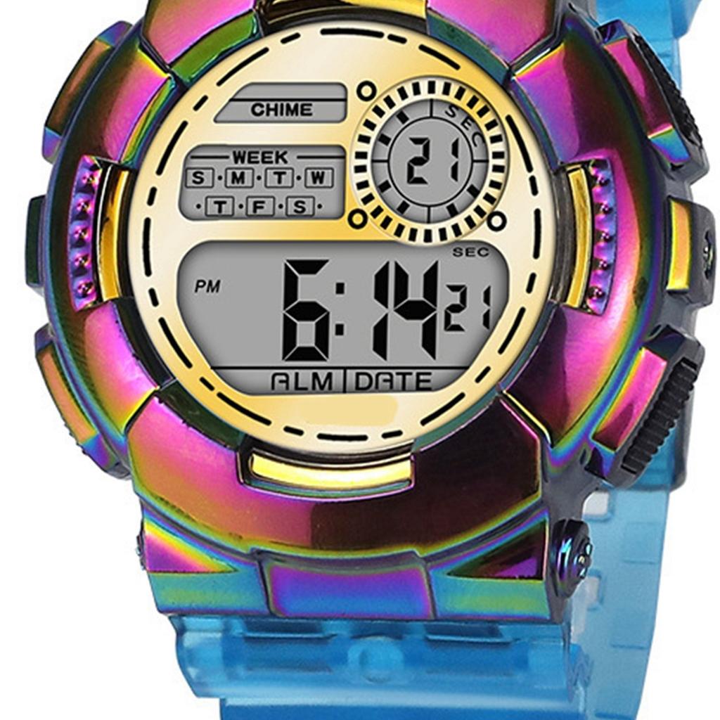 Orologio da Polso Sportivo LED Digitale Impermeabile Multifunzione Leggero Trasparente per Ragazzi Ragazze Oro Rosa
