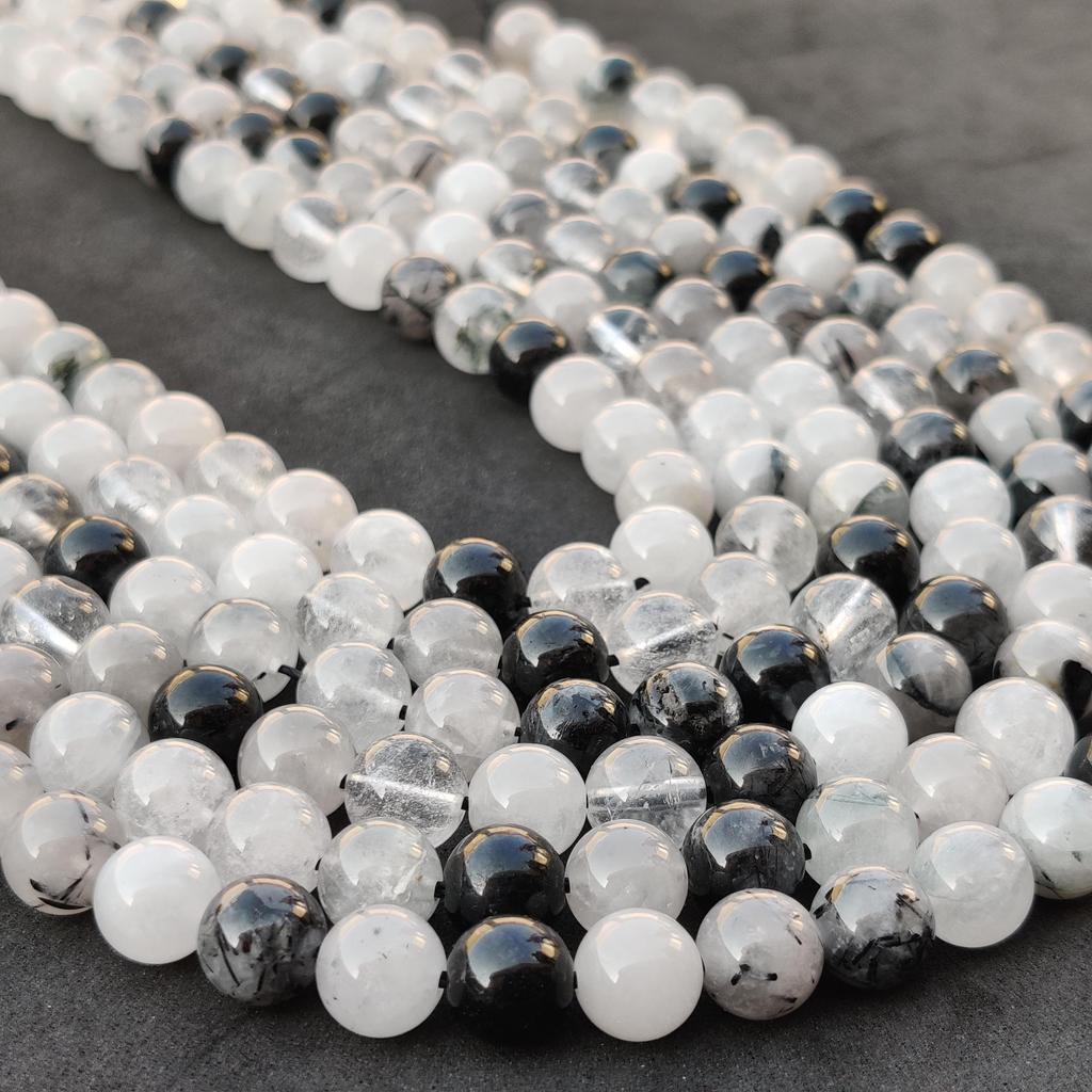 Black Rutile Plain Round Natural Beads, Black Rutile Plain Beads, Black Rutile Smooth Beads, 6mm 8mm 10mm Size, 14-15 Inch Strand Beads.