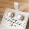 Elegant French Retro Floral Pearl Earrings - Geometric, Versatile, High-End Design for Women