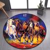 3D Running Horses Round Carpet Non-slip Mat Luxury Wild Horse Area Rug for Game Room Bedroom Decoration