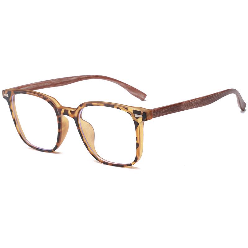 Literary Retro Wood Grain Large Frame Glasses, Anti-Radiation & Blue Light, TR Ultralight, Trendy Unisex High-End M03.