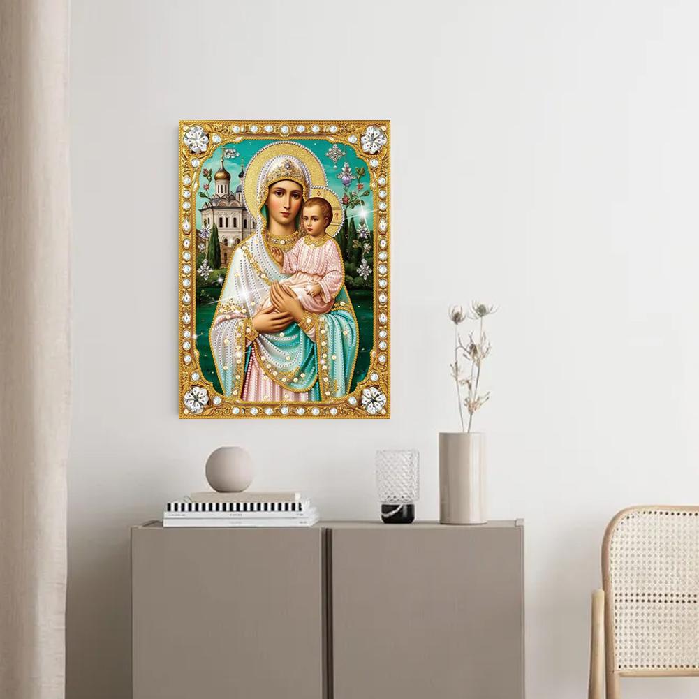 Virgin Mary Partial DIY 5D Special Shaped Drill Gem Art for Adults/Beginners Home Decor Diamond Art Painting C9C4