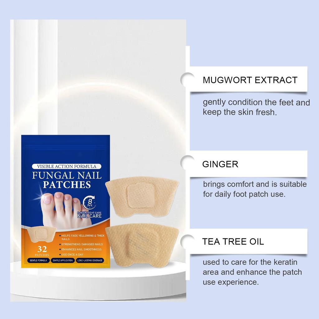 Fungal Nail Patches Hands And Feet Soft Nail Inlaid Nail Thickening Bright Nail Furrow Gray Nail Care Patch 32 PATCHES