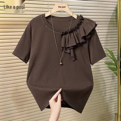 Tachi Women's Ruffle Trim Short Sleeve T-Shirt