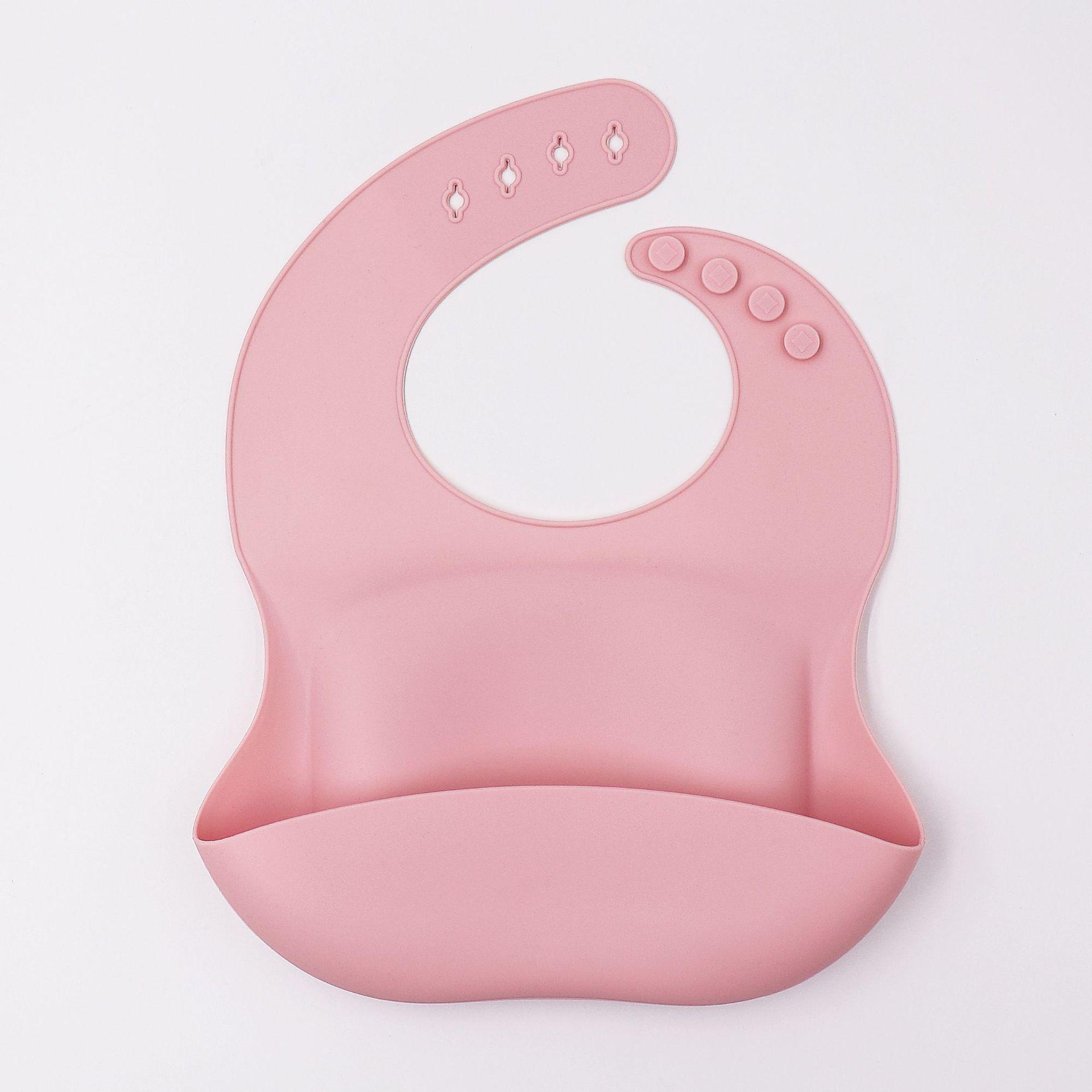 

Однотонный, легкоочищаемый детский нагрудник из пищевого силикона розовый