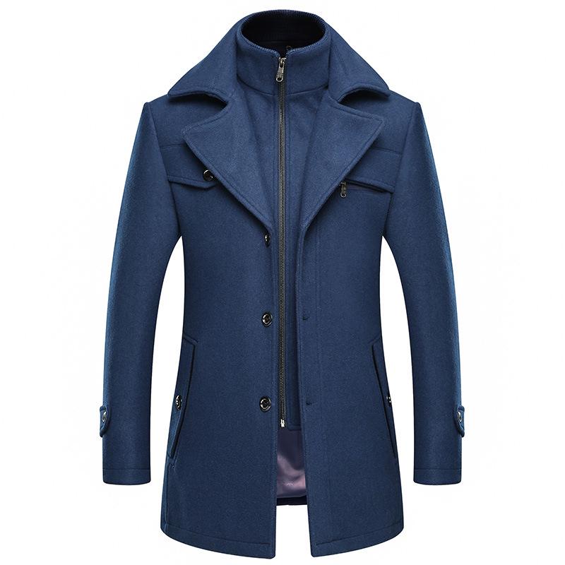 Manteau en laine d'automne et d'hiver pour hommes, veste Trench en laine épaisse, Slim, grande taille