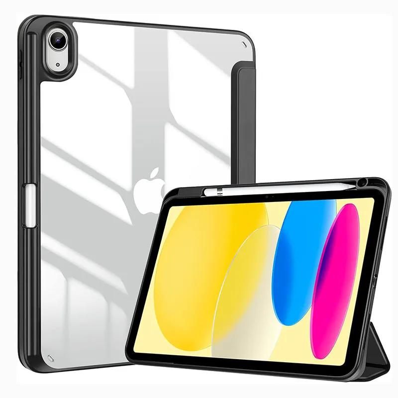 New Tablet Case for IPad (A16) 11inch 2025 10th Generation 10.9Inch Clear Back TPU Shockproof Protector Cover with Pencil Holder