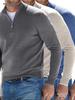 New Men's Autumn V-Neck Long Sleeve Plush Zipper Casual Polo Shirt