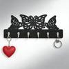 Coat Hook with 6 Metal Hooks Wall Mounting Nail-Free Hooks Butterfly Hollow Design Storage Rack for Keys Bags Small Items