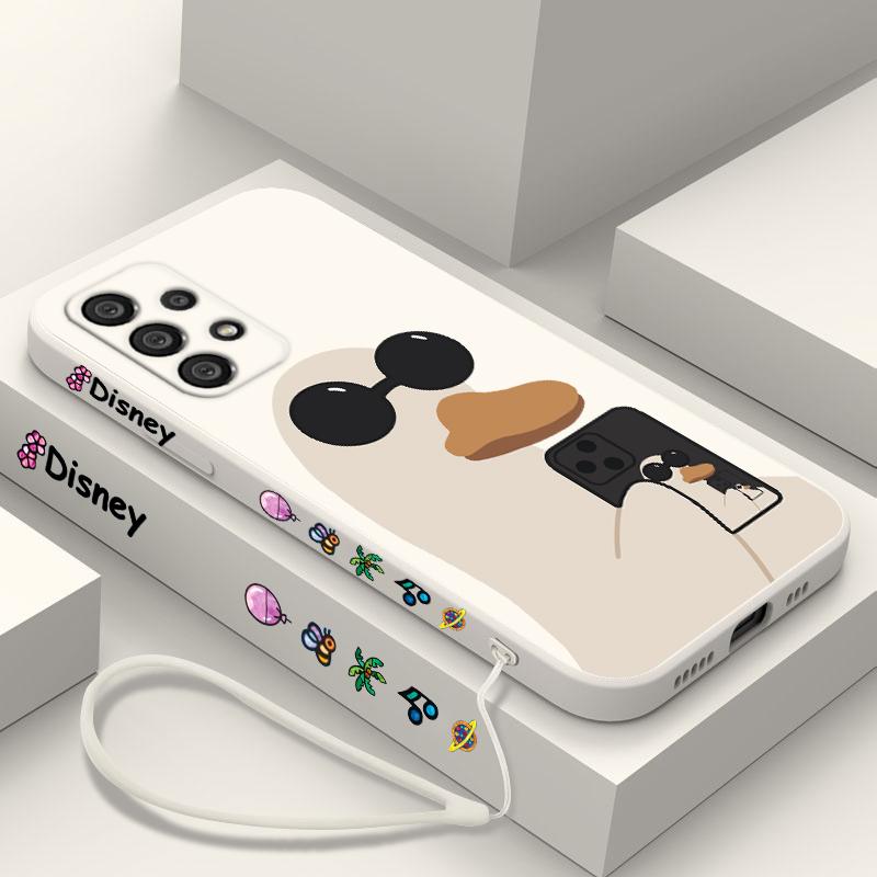 Duck With Sunglasses Cute Cartoon Phone Case For Samsung A73 A53 A33 A52 A32 A71 A51 A21S A50 A30 5G Liquid Left Rope Soft Cover