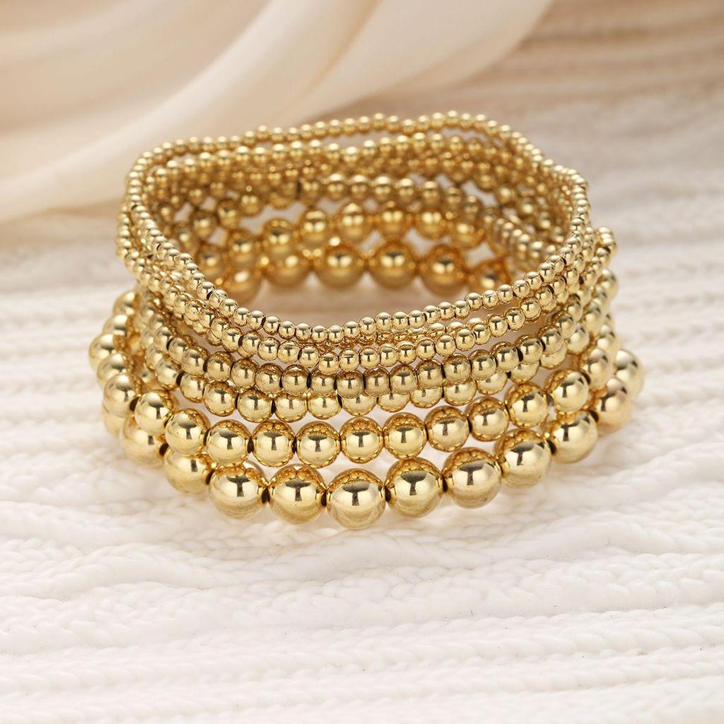 European/American Style Waterproof, Wear-Resistant Women's Beaded Elastic Bracelet - Fashionable, Stackable, and Simple Design