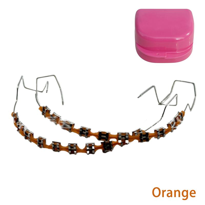 1 წყვილი სტომატოლოგიური ყალბი ბრეკეტები, დროებითი კბილის დეკორაცია კაუჭით და ლითონის მავთულებით, ფერადი მეტალის ბრეკეტი, ლიგატურული შესაკრავები, სტომატოლოგიური ხელსაწყოები