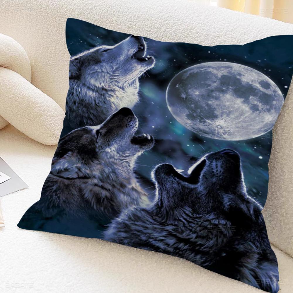 Animal Wolf Wallart Cushion Cover Inches Farmhouse Decor Home Throw Pillow Covers For Couch Decorations