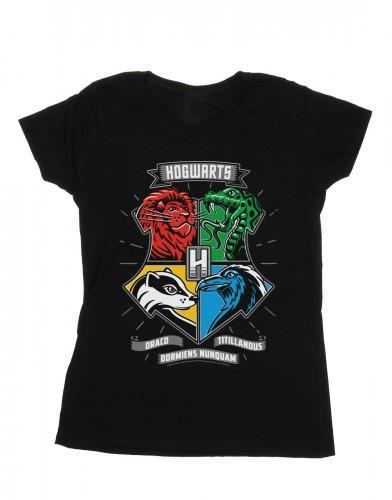 Harry Potter Womens/Ladies Hogwarts Toon Crest Cotton T-Shirt