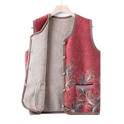 Mittelalterliche und ältere Herbstkleidung Plus Samt Verdickte Weste Oma Neuer Cardigan Ärmelloser Pullover 60 Jahre alt 70 Mutter Warmes Pferde-Clip