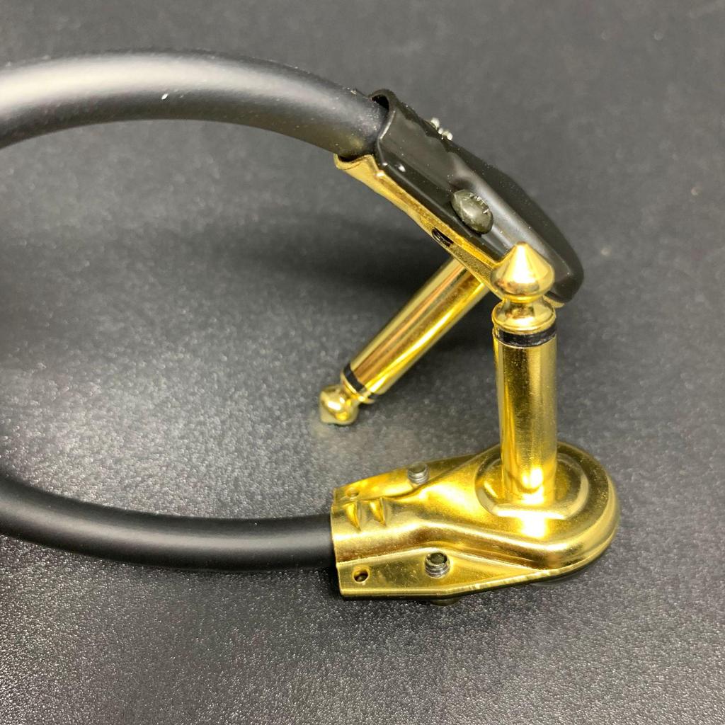 Guitar Cable 6.35mm Flat Head Gold-Plated Connector, Black, 30CM/15CM, for Pedal Connections.
