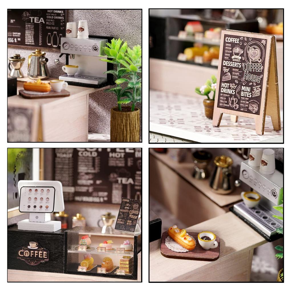 CUTEROOM Dollhouse Handmade Kit Set Miniature, Beginner's DIY Wooden Dollhouse Kit with Dustproof Cover and LED Light (H021)