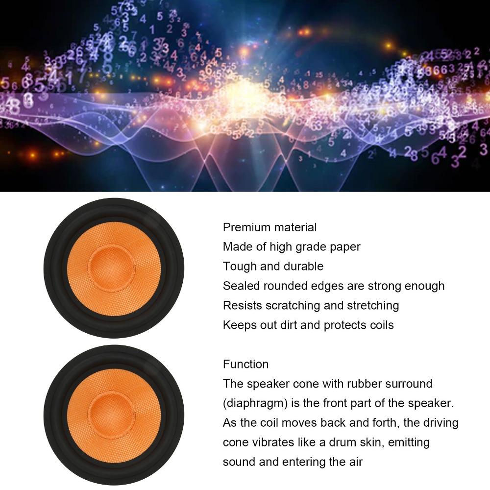 2PCS Orange Subwoofer Cone Rubber Surround Drum Paper Paper Speaker Cone Speaker Repair