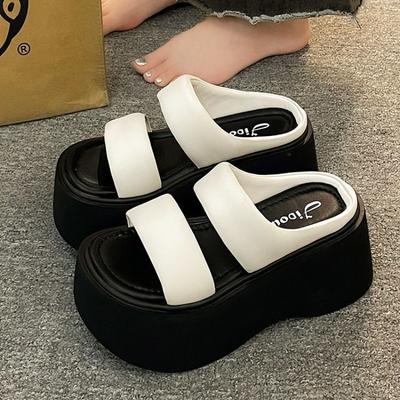 Damen Plateau-Slipper 2025 Sommer Neue Höheverstärkende Sandalen Rutschfeste Slipper für Damen Zehensandalen Lässig Strand Sandalen