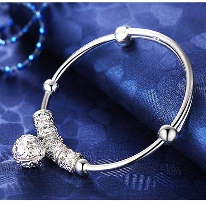Fijn 925 Sterling Zilver Holle Bellen Bal Armbanden Verstelbare Armbanden voor Vrouwen Mode Vakantiecadeaus Feest Bruiloft Sieraden